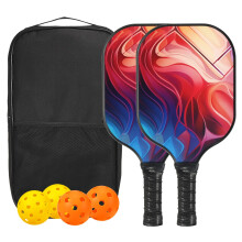 USAPA Approved Pickleball Paddle Set with Lightweight Fiberglass, Balls and Bag for Indoor Outdoor Play