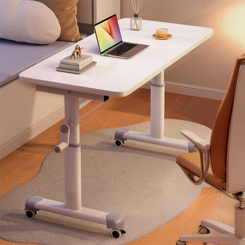 Living And Home 80x60cm Manual Standing Height-Adjustable Desk Computer Desk with Wheels