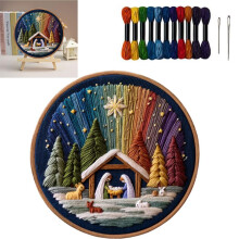 Nativity Embroidery Kit for Adults Beginners DIY Stitch Christian Christmas Scene (1Pcs)