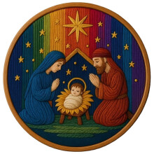 Christmas Embroidery Kit with Nativity Cross Stitch Pattern, Beginner Craft Set for Adults Holiday Decor & Gift (Style B)