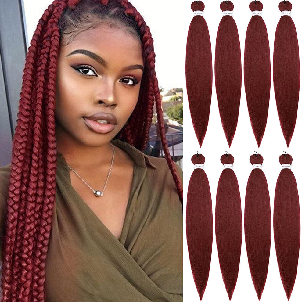 Unisex Red 30 Inch Copper Braiding Hair Extensions 8 Packs Synthetic Soft Yaki Texture Crochet Braids
