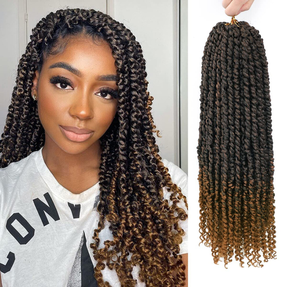 Unisex Passion Twist Hair 20 Inch Ombre T30 Crochet Braiding Extensions 8 Packs Prelooped Lightweight