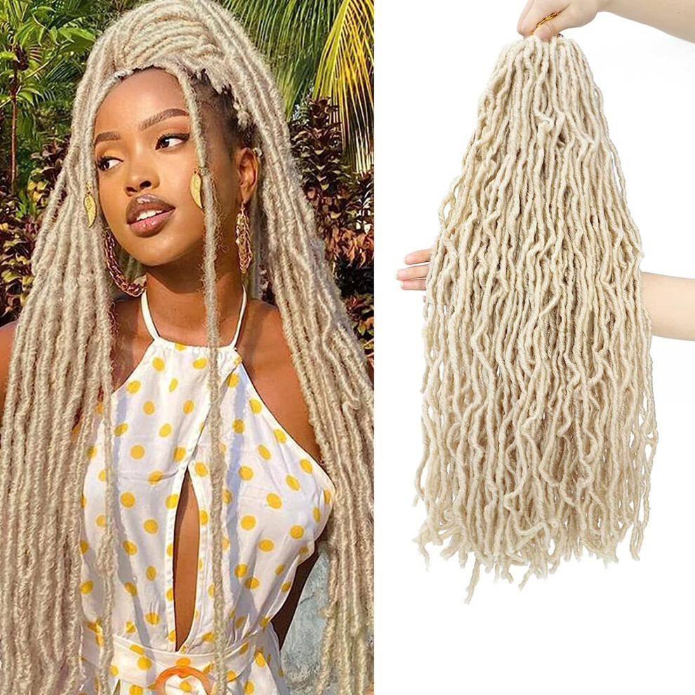 Unisex Black 24 Inch Faux Locs Crochet Hair, Prelooped Soft Locs Braids For Women, 8 Packs Blonde