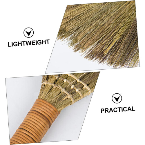 2 Pack Handmade Straw Broom Set for Home Dusting and Floor Sweeping Small Cleaning Tools 2
