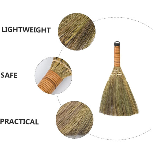 2 Pack Handmade Straw Broom Set for Home Dusting and Floor Sweeping Small Cleaning Tools 1