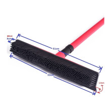 Carpet Sweeper Rubber Broom with Telescopic Handle for Pet Hair Removal and Hardwood Floors (Blue, Gray with Green)