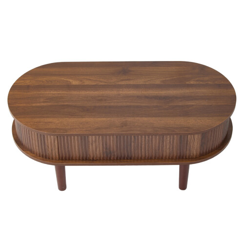 Living And Home Wooden Oval Lift-Top Coffee Table with Hidden Compartment 1