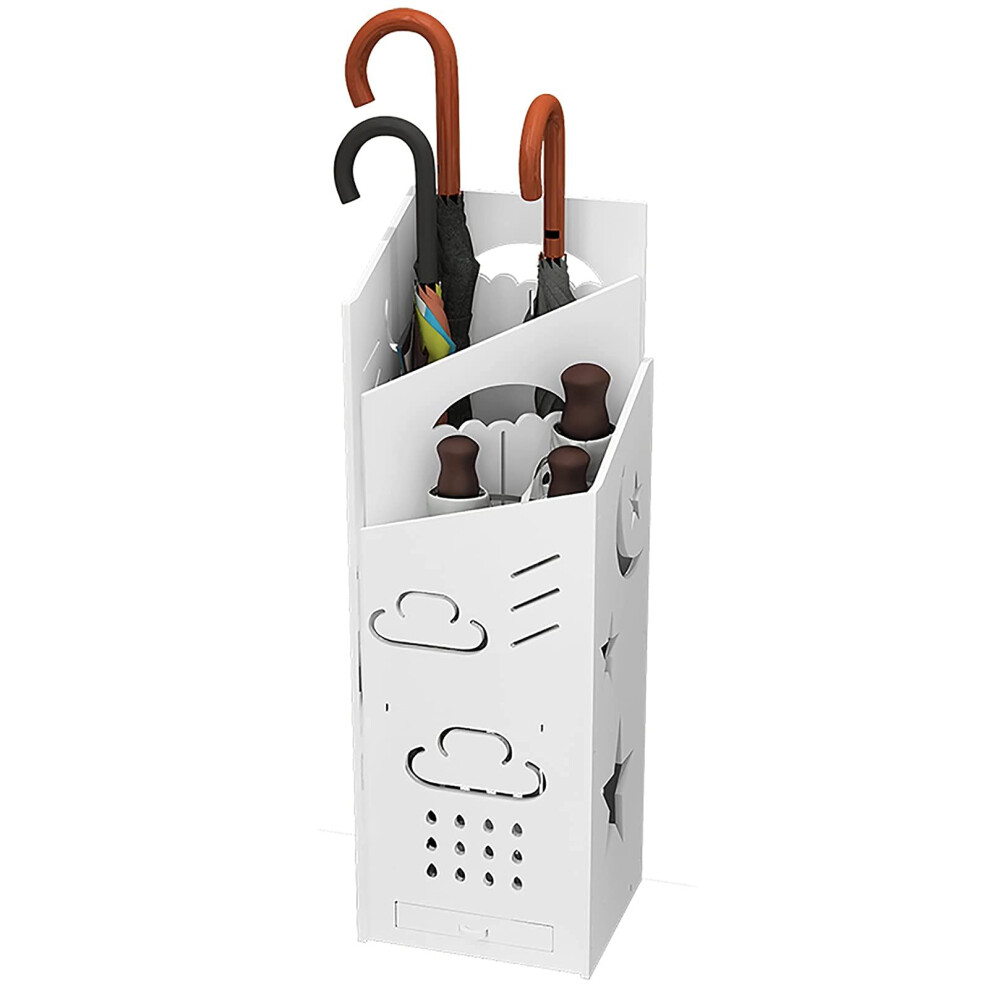 Umbrella Stand White PVC Freestanding Rack with Detachable Drip Tray for Home Office Restaurant-image-OPC-PR2VKNR-NEW