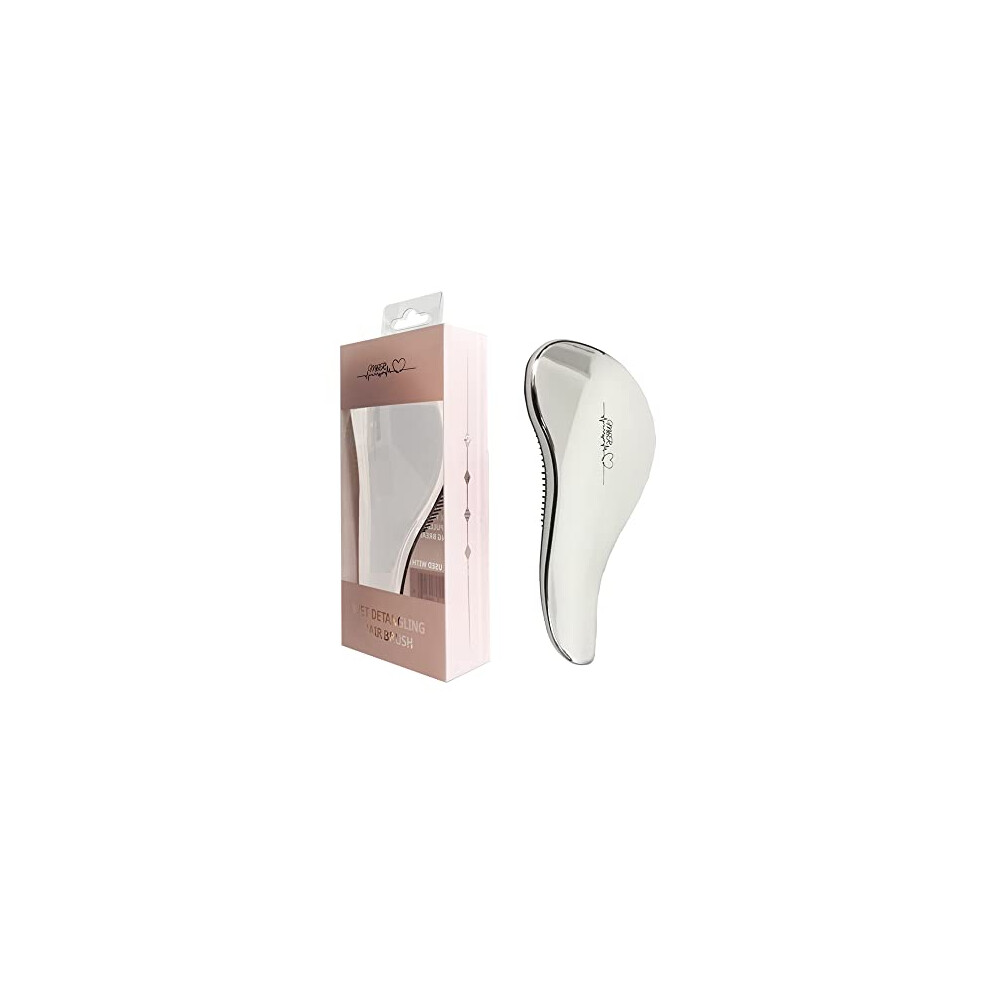 Detangling Brush for All Hair Types with Flexible Bristles AntiFrizz Smooth Finish Silver