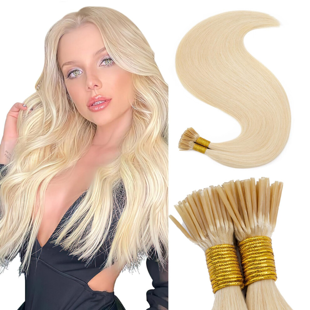 Unisex Remy Human Hair Extensions Keratin Tip Cold Fusion Straight 100 Strands 1622In Natural Blend