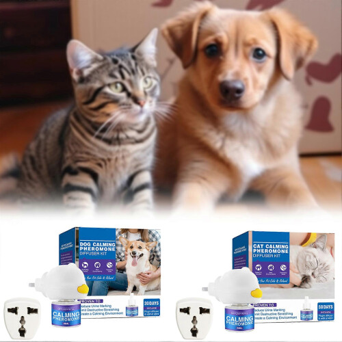 (Cat Style, Unscented) Cat Calming Pheromone Diffuser Calming Diffuser for Cats Effectively Relieve Anxiety Pheromone Diffuser with AU Adapter Kit 1