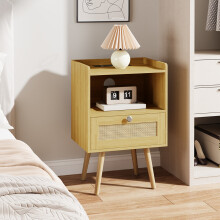 Set of 2 Bedside Tables with Charging Station & Drawer