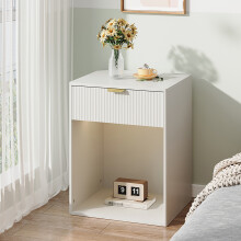 Set of 2 Bedside Tables with Charging Station & RGB Light Strip