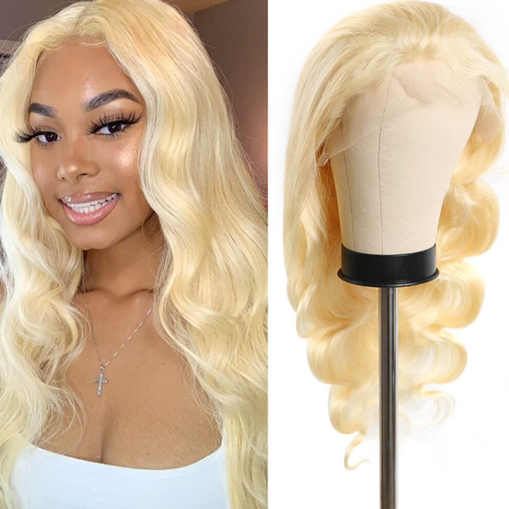 Unisex 613 Blonde Lace Front Wig Brazilian Remy Hair Body Wave Glueless Pre Plucked 22 Inch