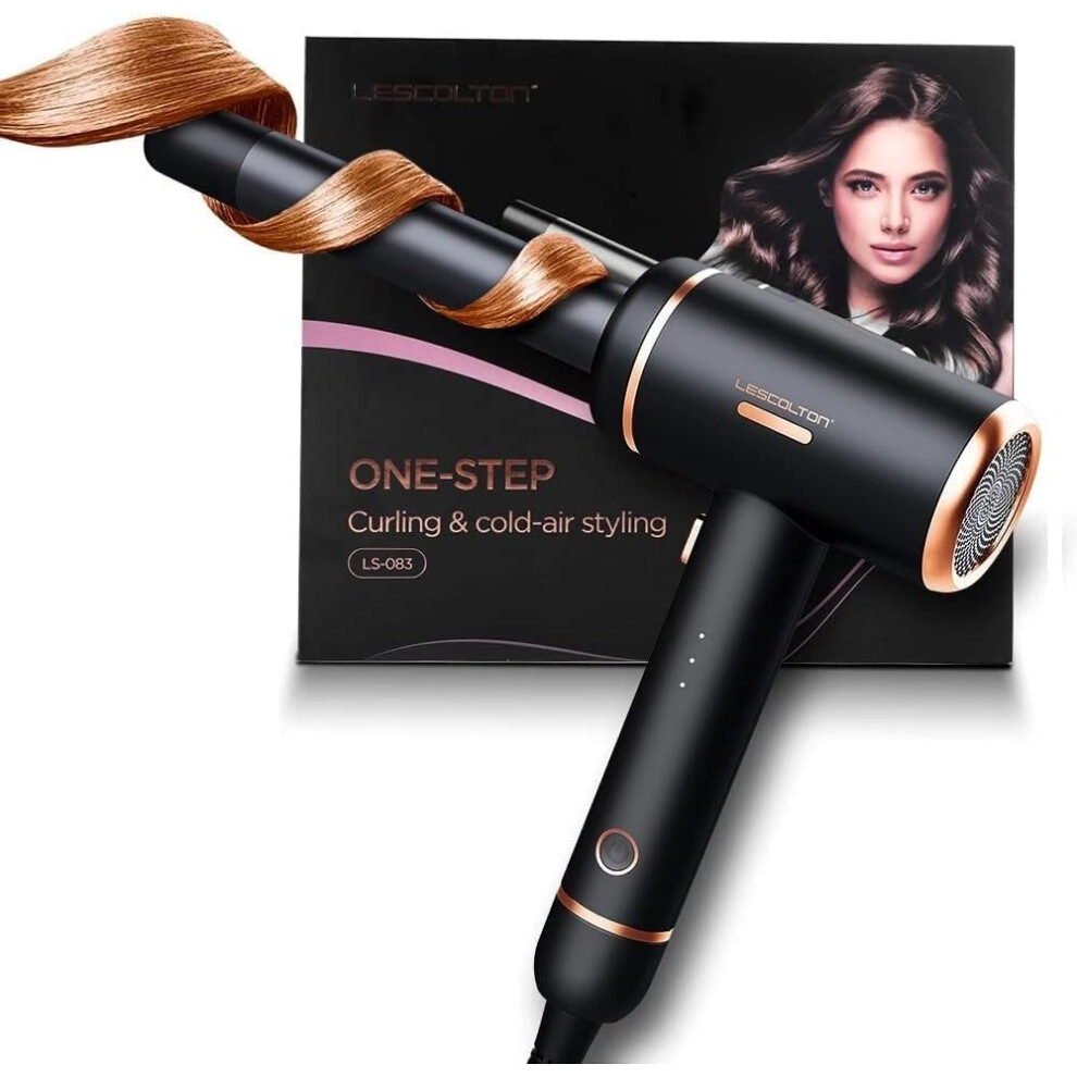 Black Ceramic Curling Iron With Cold Air, Ionic Frizz Control, Fast Heat Up, 1' Barrel For Beach Waves,