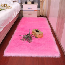 Plush Faux Sheepskin Rug Long Hair Soft Bedroom Bedside Mat Sofa Cushion Carpet Dark Pink 100x180cm