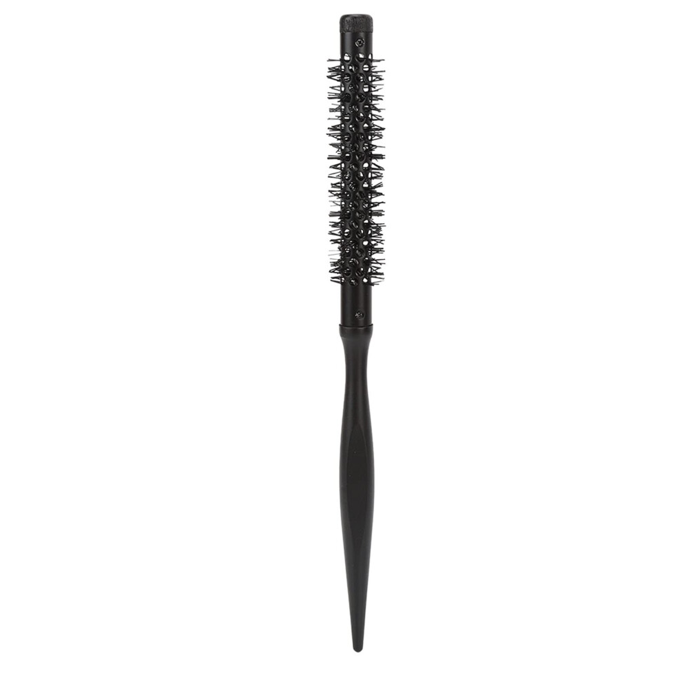 Mini Round Hair Brush for Beard and Hair with Nylon Bristles and Ergonomic Wooden Handle