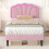 3ft Single Upholstered Bed with LED Adjustable Shell Shape Headboard 1