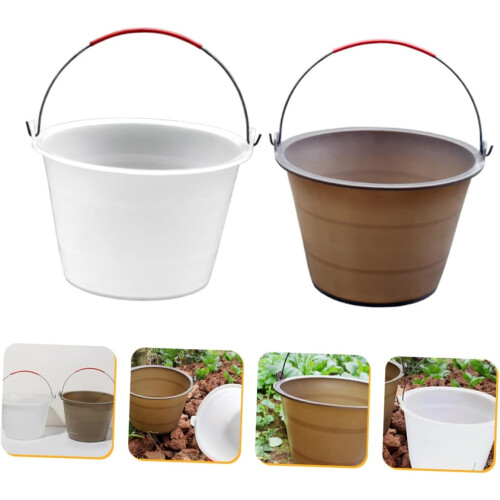 2 Pack Plastic Cement Buckets, Thickened WearResistant Storage Barrels for Construction and Waste 2