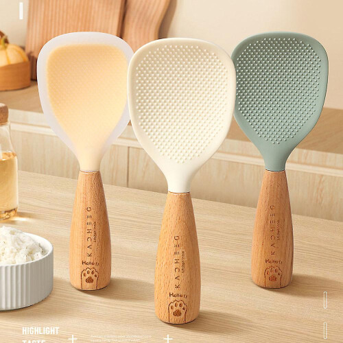 (Yellow 1)Creativity Silicone Rice Spoon Washable Lightweight Rice Spoon for Daily Use 2