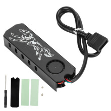 Radiador de resfriamento para SSD com luzes RGB, dissipador de calor em liga de alumínio para M.2 2280 com ventoinha para unidades NVMe de alta