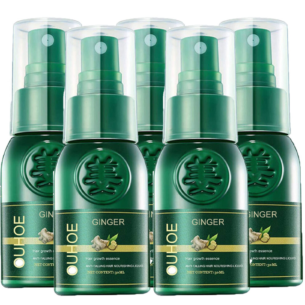 Hair Growth Serum and Hair Regrowth Spray with Ginseng Ginger, Anti Hair Loss Scalp Treatment, 5 PCS