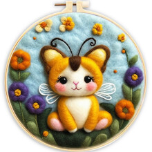 WollnadelfilzMalset, cute butterfly cat for beginners and adults, DIY your own artwork with quality accessories (cat).
