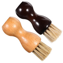 2 Pack Shoe Cleaning Brush Kit with Wooden Handle for Leather Shoes Boots Sneakers and Bags