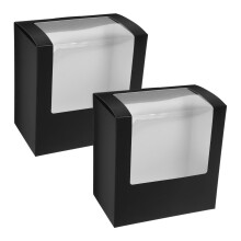 2 Pack Baseball Cap Storage Display Boxes with Clear Viewing Window for Hat Organization Black