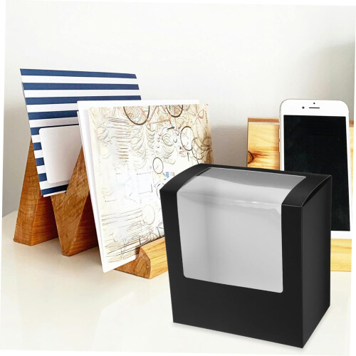 2 Pack Baseball Cap Storage Display Boxes with Clear Viewing Window for Hat Organization Black 2