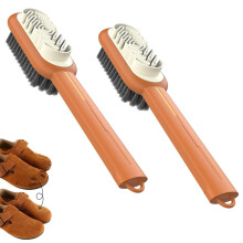 2 in 1 Suede Shoe Brush with Rubber Eraser for Suede and Nubuck Cleaning, 2 Pack Orange
