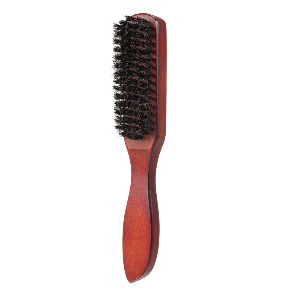 Black Hair Brush And Beard Brush With Dense Bristles, Wooden Handle, Gentle Scalp Massage,