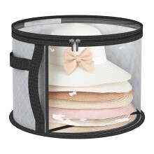 Oversized Clear Cowboy Hat Storage Box with Handles, Large Capacity Travel and Closet Organizer – Grey
