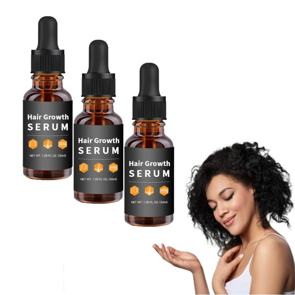 Black Hair Growth Serum For Women And Men, Thicker Fuller Hair, Nourish Scalp, 3Pc