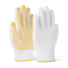 Work Gloves Cotton Grip Breathable Knit with PVC Dots for Garden Warehouse Construction Mechanics 12 Yellow