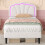 3ft Single Upholstered Bed with LED Adjustable Shell Shape Headboard 12