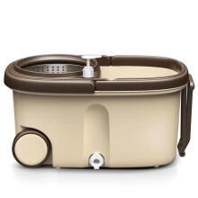 Spin Mop Bucket with Wheels and Drainage Outlet, Stainless Steel Wringer, Splash Proof Cover