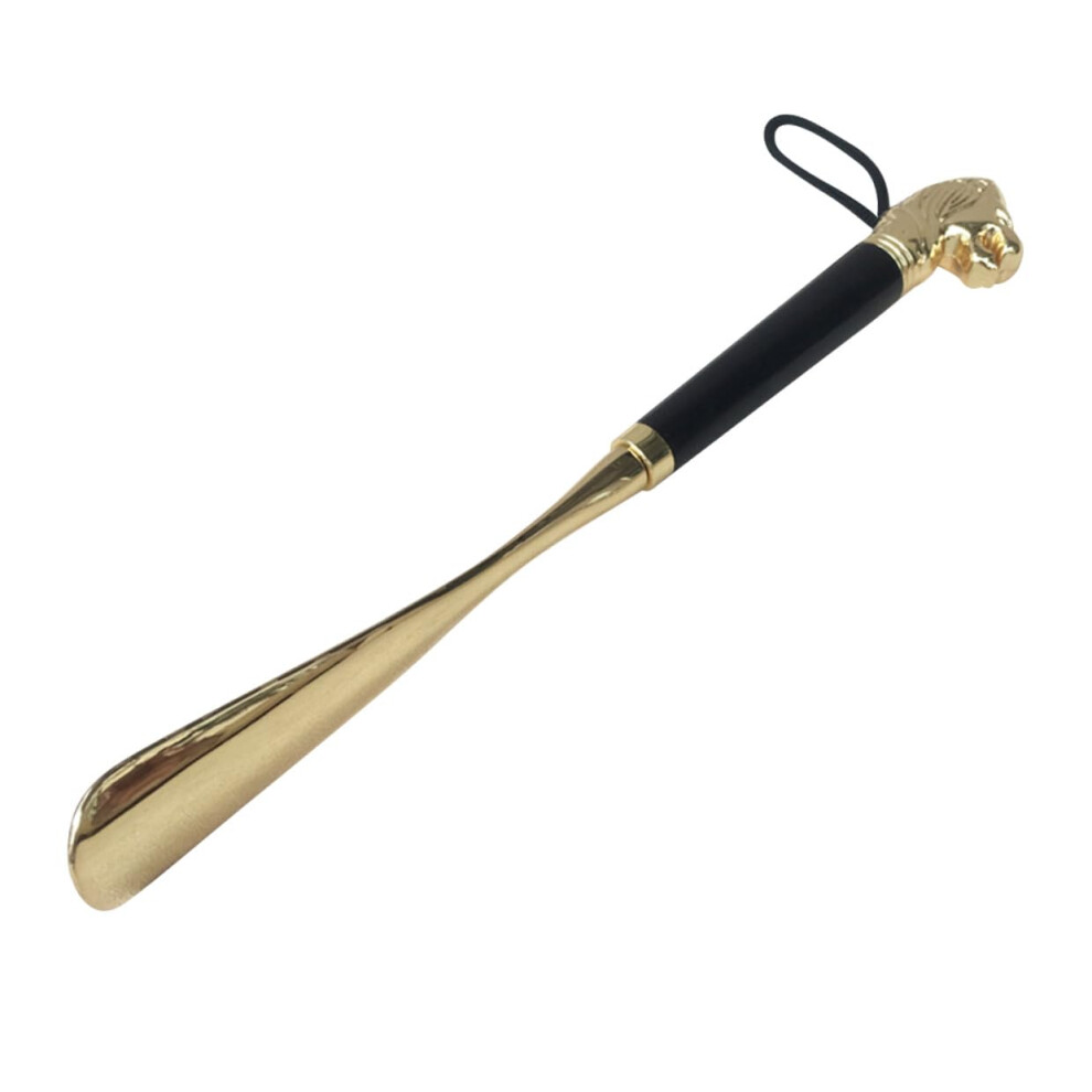 Extra Long Metal Shoe Horn with Handle Lion Head Design Reduces Back Strain for Boots Sneakers Seniors
