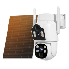 Solar Security Camera Wireless Outdoor Dual Lens 360 PTZ Color Night Vision PIR Detection IP66