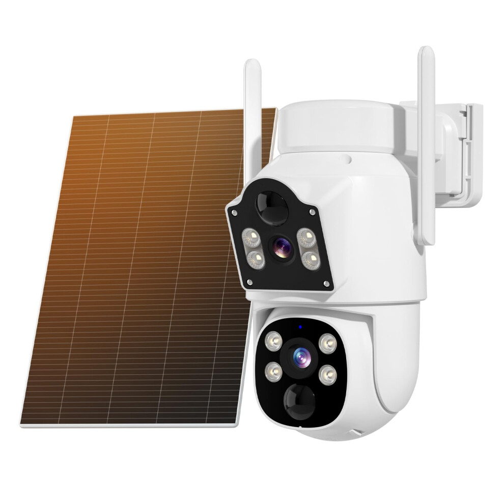 Solar Security Camera Wireless Outdoor Dual Lens 360 Ptz Color Night Vision Pir Detection Ip66 9365369312470
