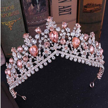 Red and Green Crystal Bridal Crown Large European Wedding Tiara for Bride Princess Headpiece Size 3