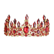 Crown Tiara with Sparkling Crystal Rhinestones for Bridal Wedding Prom Pageant Queen Red