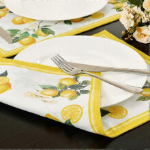Placemats Set of 4 Washable Cotton Blend for Dining Table Watercolor Lemon Double Layer Fabric 12 x 18 Inch Spring Summer for Wedding Party Kitc miao7