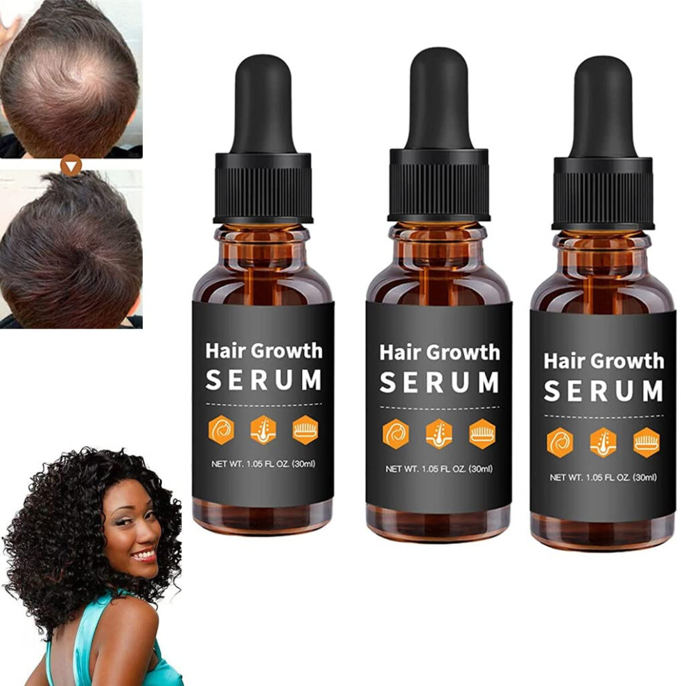 3pcs Natural Herbal Hair Growth Serum Oil for Thicker Fuller Hair and Anti Hair Loss Treatment