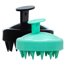 Scalp Massager Shampoo Brush Silicone for Hair Growth and Dandruff Removal with Non Slip Grip Black Green