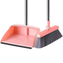 Broom and Dustpan Set with Long Handle Foldable Scraper for Home Sweeping Red