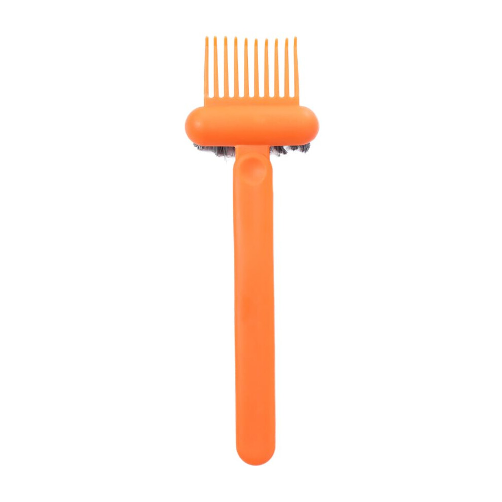 Unisex Orange Hair Brush Cleaner And Comb Cleaning Tool With Nylon Bristles, Ergonomic Grip, 2In1