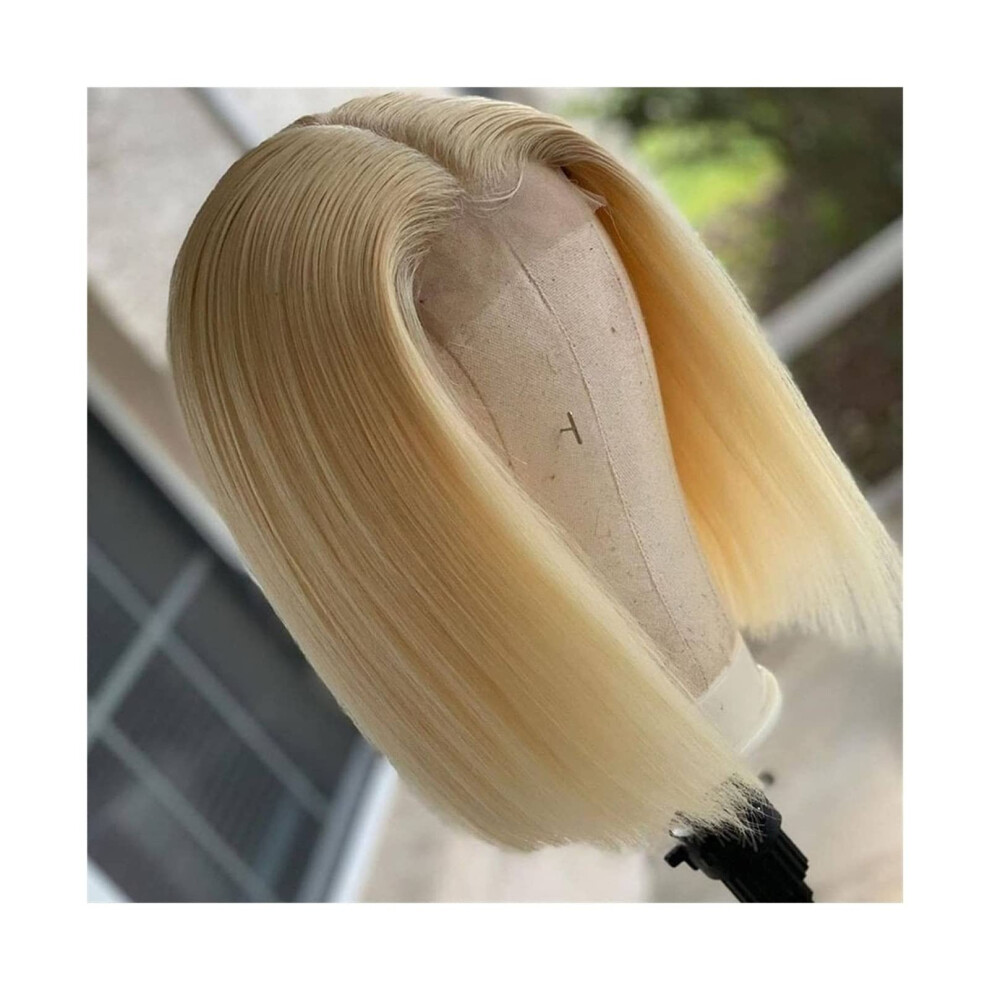 Unisex 613 Blonde Lace Front Human Hair Bob Wig Pre Plucked Glueless Short 13X1 Straight Style For Women