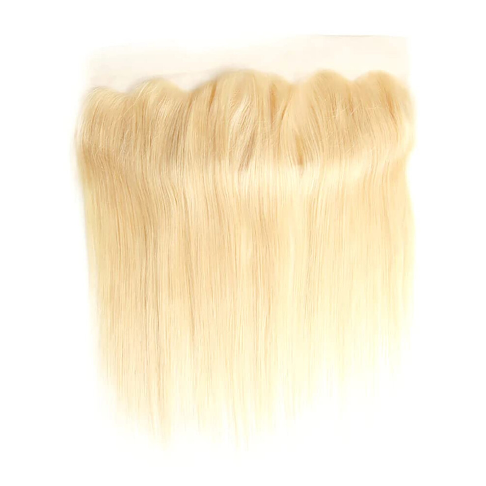 Unisex Virgin Brazilian Hair Bundle 18 Inch 613 Blonde With 13X4 Lace Frontal Remy Human Hair Weave
