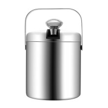 1.3L 304 Stainless Steel Ice Bucket with Lid and Tongs, DoubleLayer Insulation for Parties